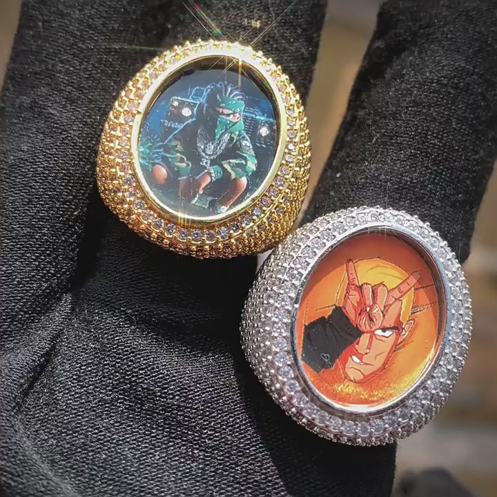 Iced Out Oval Portrait Ring for Men product image