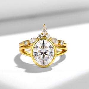 emery moissanite bezel engagement ring
