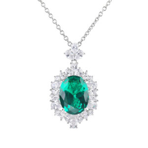 artificial emerald silver pendant
