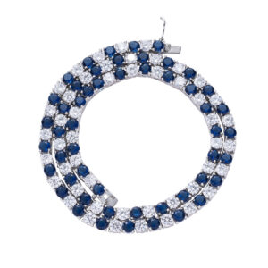 men's 5mm tennis chain blue and white zirconium hip hop necklace & bracelet